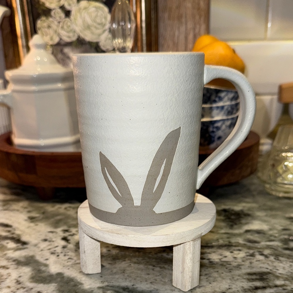 Pottery Barn White and Tan Bunny Mug